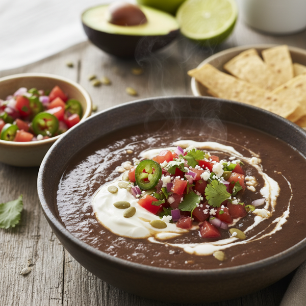 Creamy Black Bean Soup with Fresh Salsa recipe