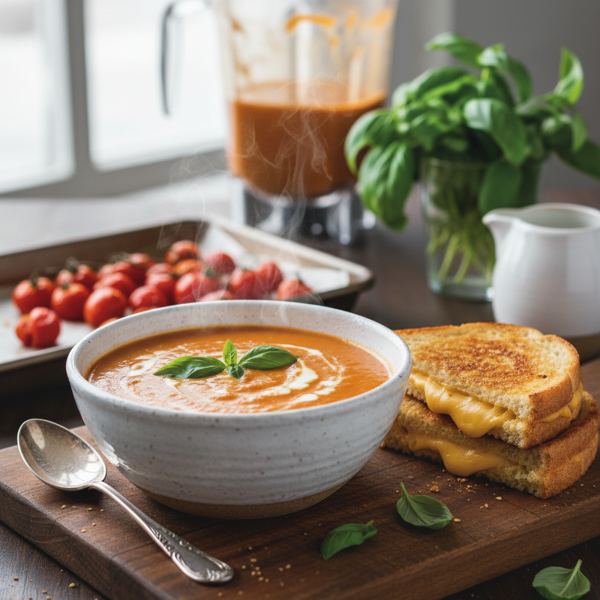 Creamy Blender Tomato Basil Soup recipe