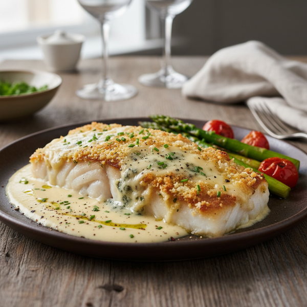 Creamy Blue Cheese Crusted Halibut recipe