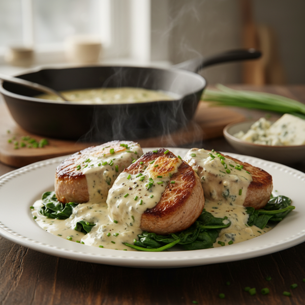 Creamy Blue Cheese Veal Medallions recipe
