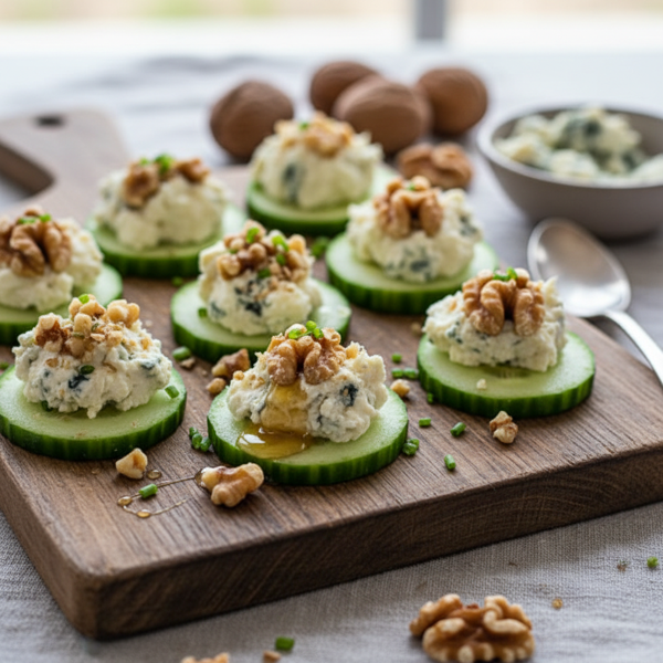 Creamy Blue Cheese & Walnut Cucumber Bites recipe