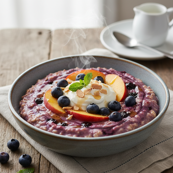 Creamy Blueberry Peach Delight Oatmeal recipe
