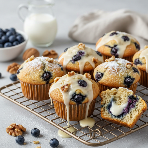 Creamy Blueberry Walnut Muffins recipe