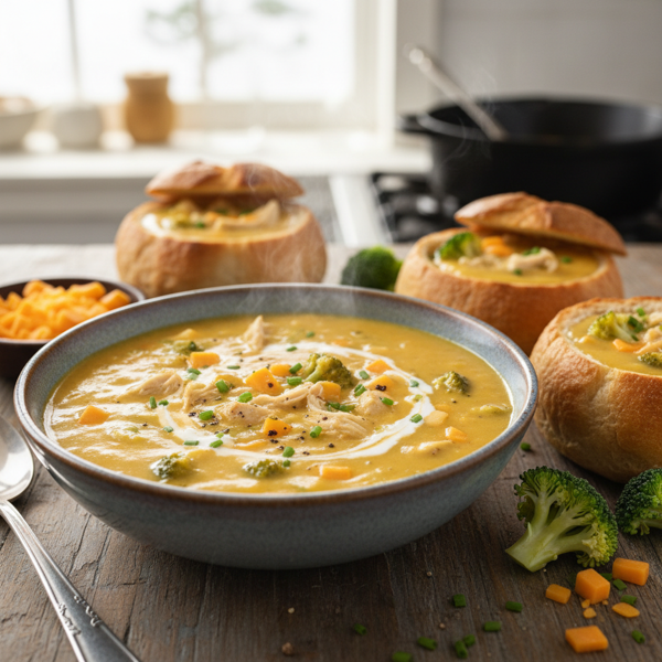 Creamy Broccoli Cheddar Chicken Soup recipe