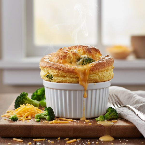 Creamy Broccoli Cheddar Soufflé recipe