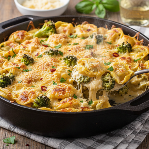 Creamy Broccoli Cheese Tortellini Bake recipe