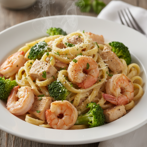 Creamy Broccoli Chicken (or Shrimp) Alfredo Delight recipe