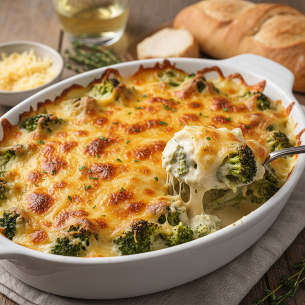 Creamy Broccoli Gratin with Cheddar Topping recipe