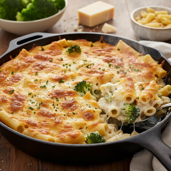 Creamy Broccoli & Three-Cheese Pasta Bake recipe