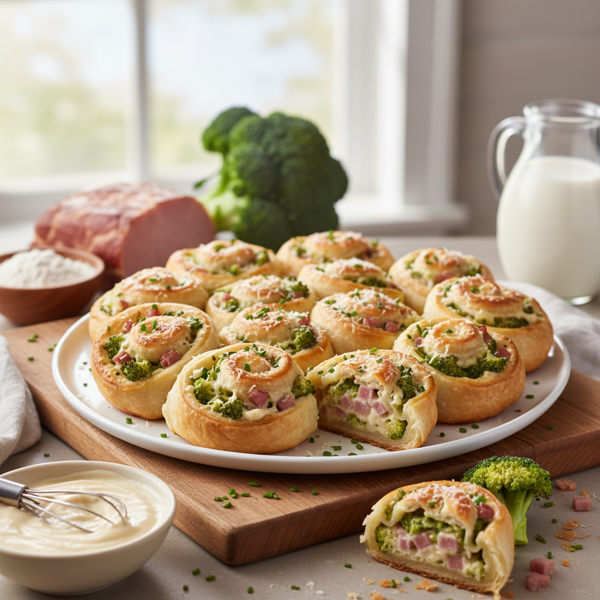 Creamy Broccoli and Ham Pinwheels recipe