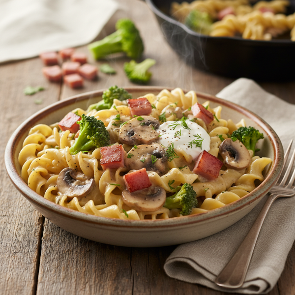 Creamy Broccoli and Ham Stroganoff recipe