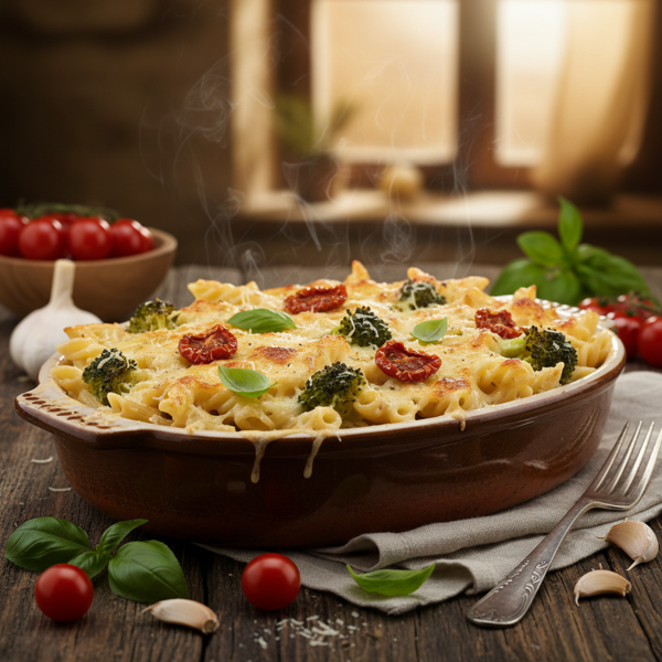 Creamy Broccoli and Tomato Penne Bake recipe