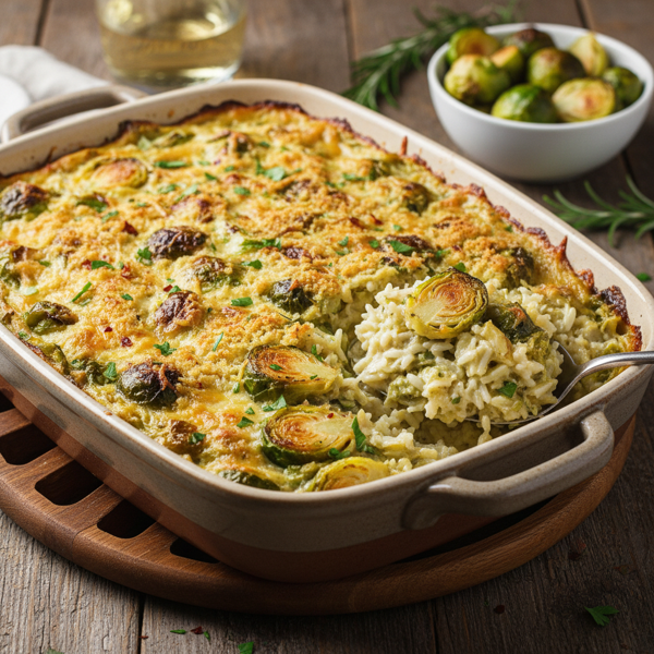 Creamy Brussels Sprouts and Rice Bake recipe