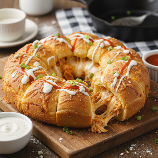 Creamy Buffalo Chicken Pull-Apart Pizza Ring recipe