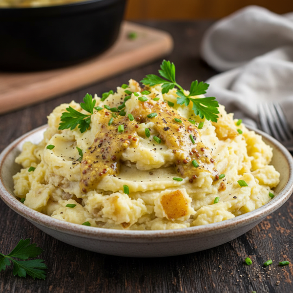 Creamy Buttermilk Mashed Potatoes with Zesty Mustard recipe