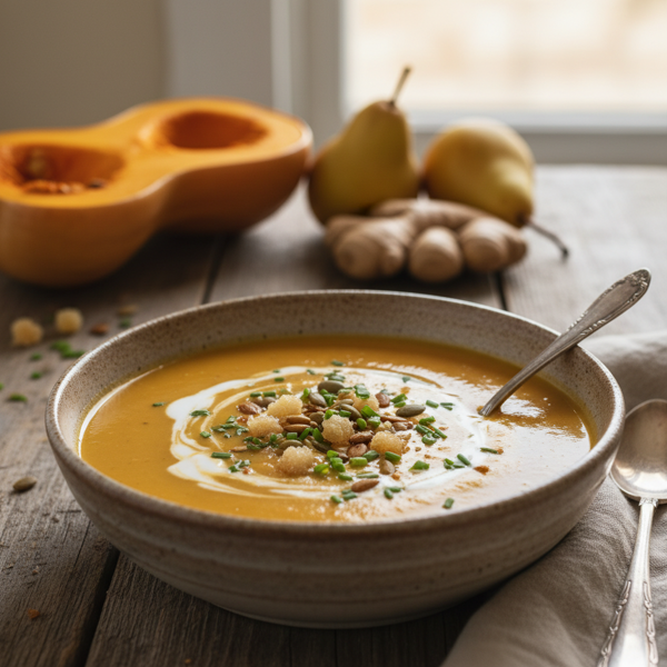 Creamy Butternut Pear Ginger Soup recipe
