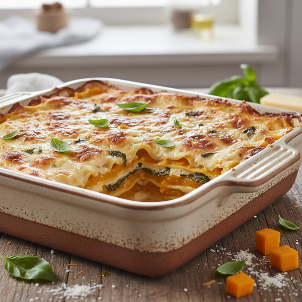 Creamy Butternut Squash & Basil Lasagna recipe