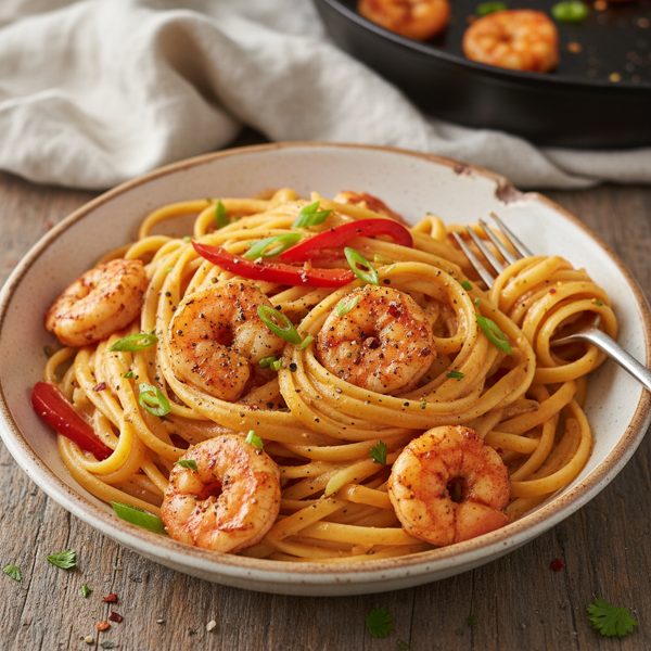 Creamy Cajun Shrimp Linguine recipe
