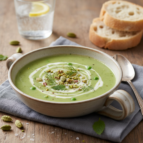 Creamy Cardamom Infused Pea Soup recipe