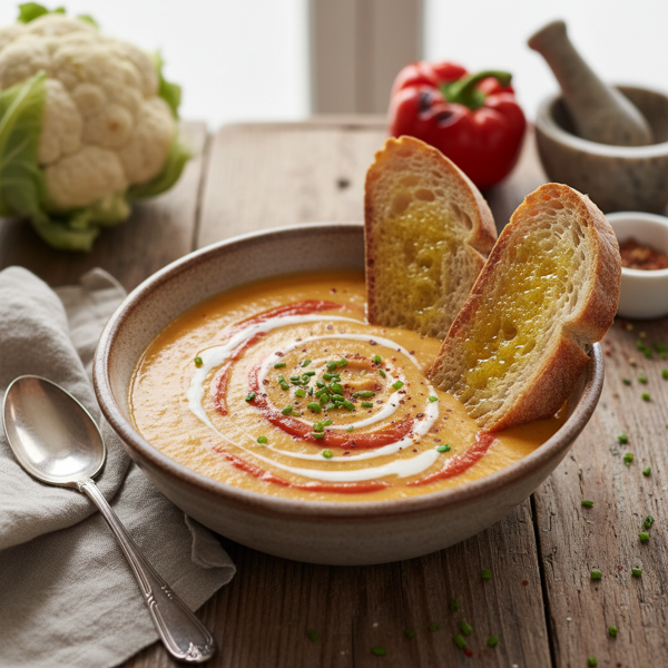 Creamy Cauliflower and Roasted Red Pepper Soup recipe