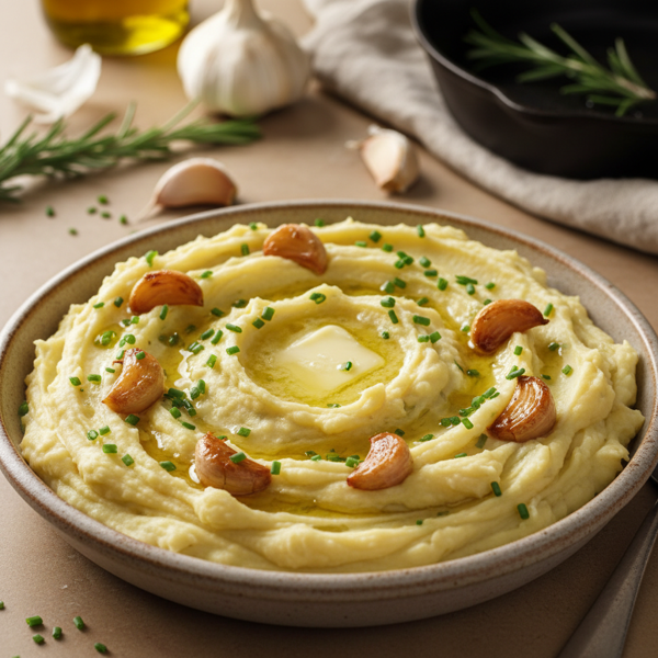 Creamy Celeriac and Potato Mash with Roasted Garlic recipe
