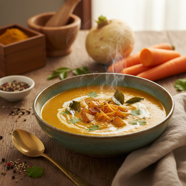Creamy Ceylon Rutabaga and Carrot Soup recipe