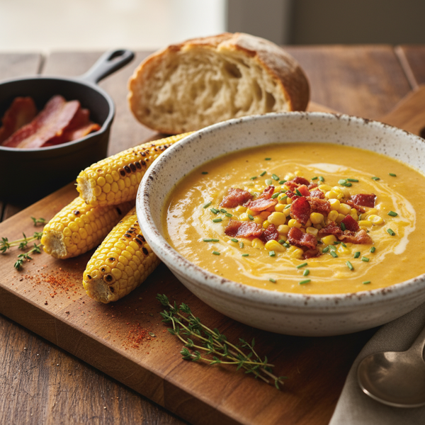 Creamy Cheddar Bacon Corn Chowder recipe