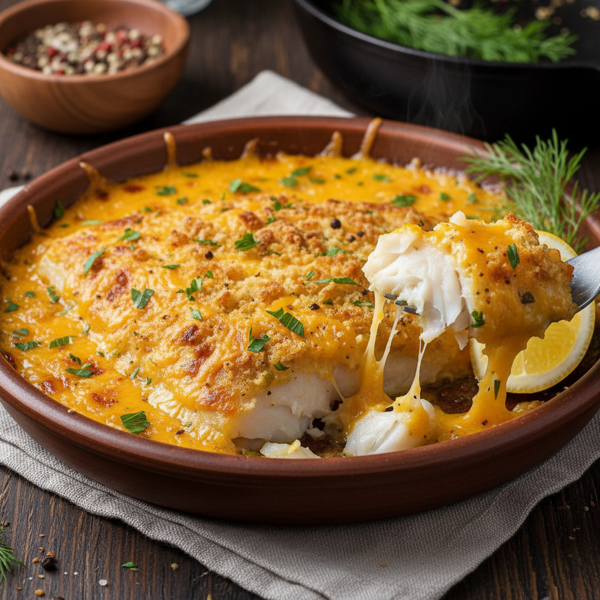 Creamy Cheddar Baked Haddock recipe