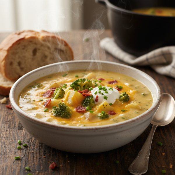 Creamy Cheddar Broccoli Potato Soup recipe