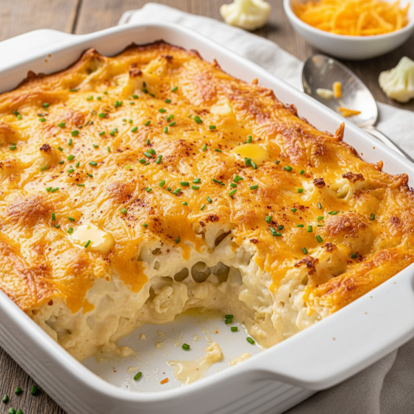 Creamy Cheddar Cauliflower Casserole recipe