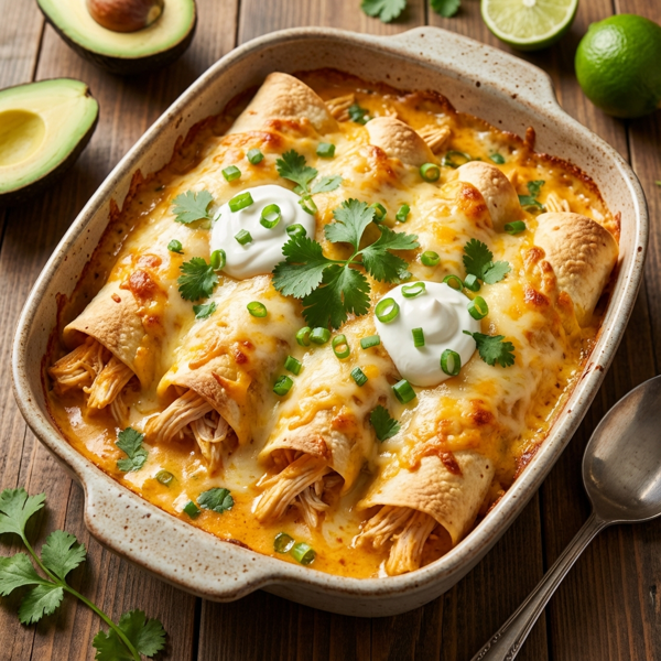 Creamy Cheddar Chicken Enchiladas recipe