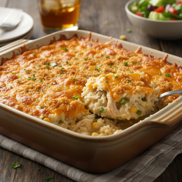 Creamy Cheddar Chicken and Rice Casserole recipe