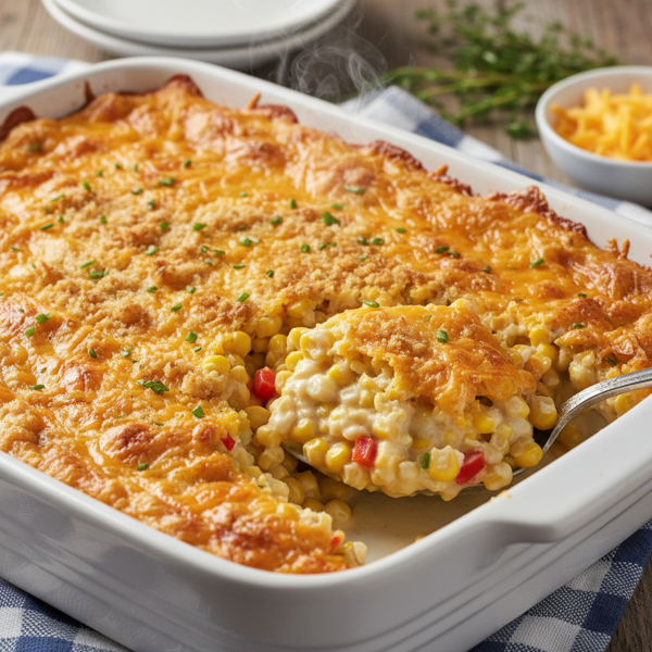 Creamy Cheddar Corn Casserole Delight recipe