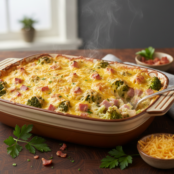 Creamy Cheddar Ham & Broccoli Bake recipe