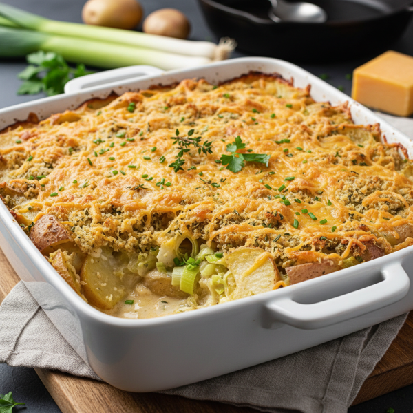 Creamy Cheddar Leek and Potato Casserole recipe