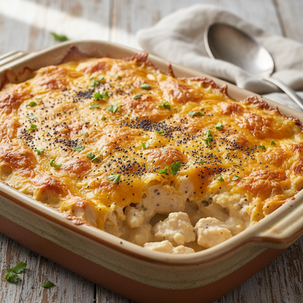 Creamy Cheddar Poppy Seed Chicken Casserole recipe
