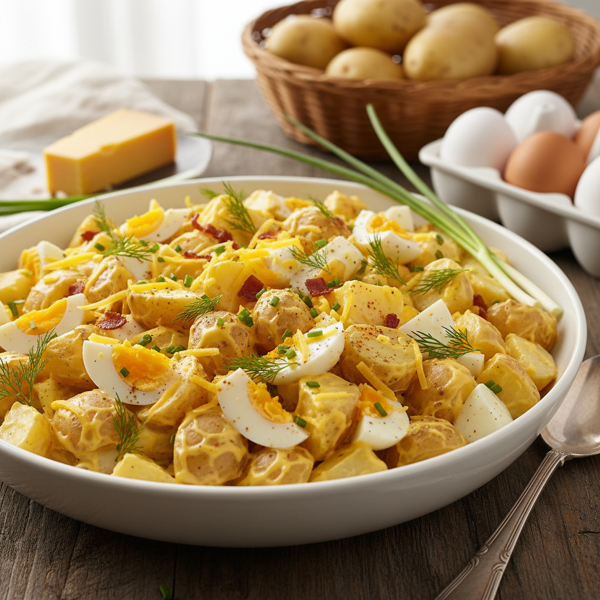 Creamy Cheddar Potato Salad with Hard-Boiled Eggs recipe