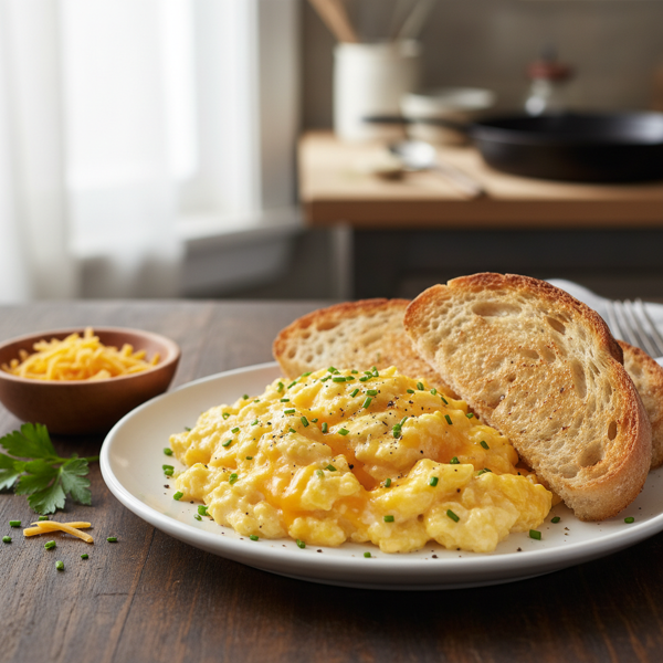 Creamy Cheddar Scrambled Eggs Delight recipe