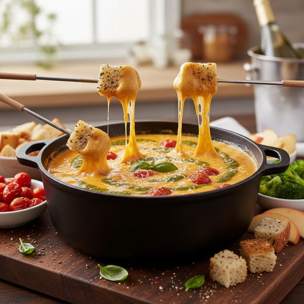 Creamy Cheddar Tomato Fondue Delight recipe