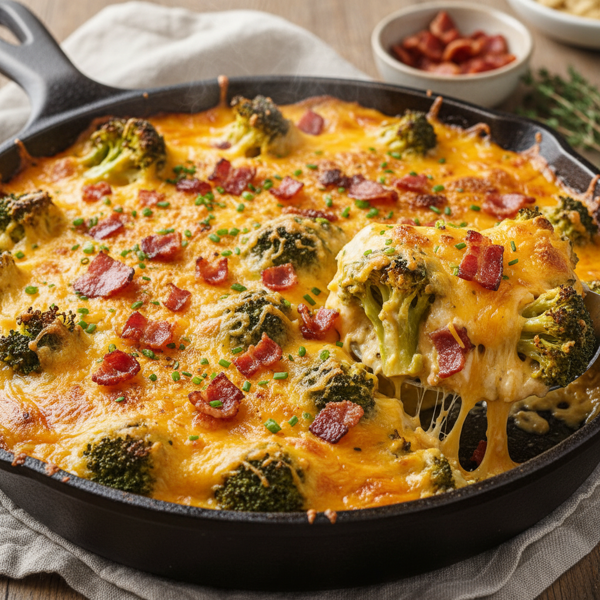 Creamy Cheddar & Bacon Broccoli Bake recipe