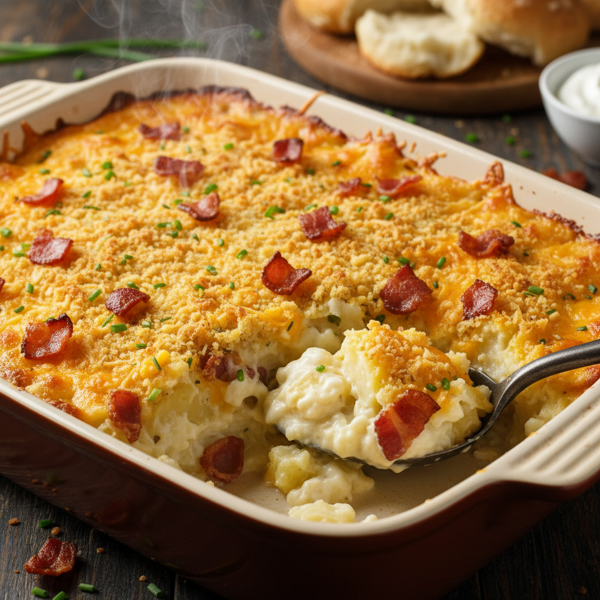 Creamy Cheddar & Bacon Twice-Baked Potato Casserole recipe