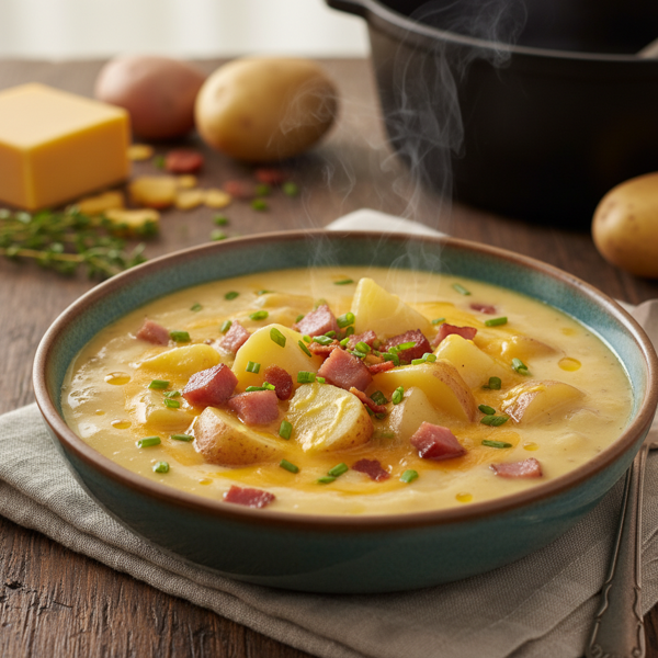 Creamy Cheddar & Ham Potato Chowder recipe
