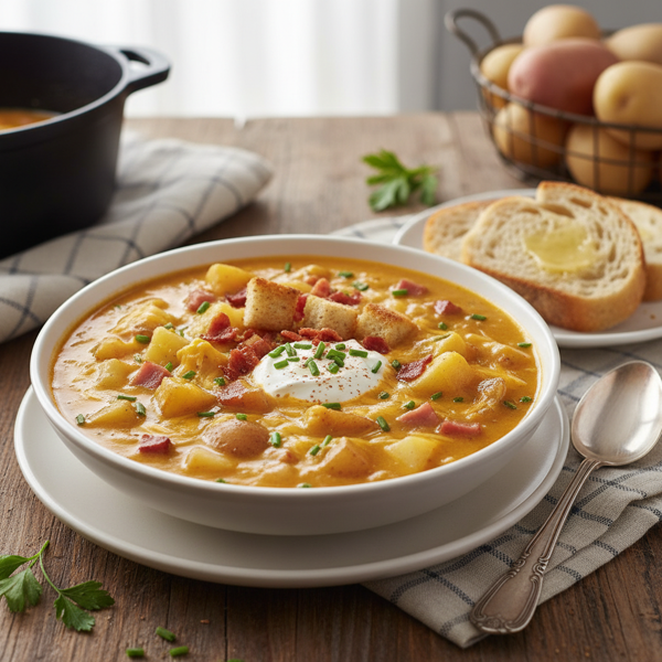 Creamy Cheddar & Ham Potato Soup recipe