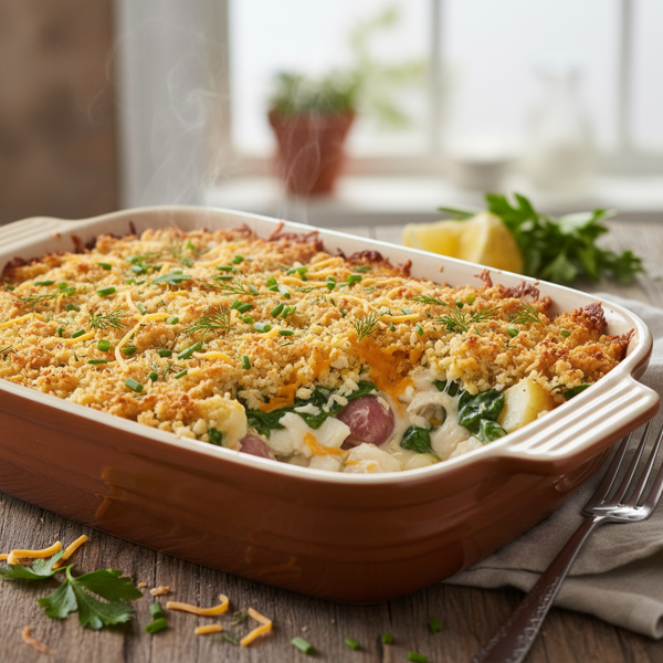 Creamy Cheddar & Herb Baked Fish Casserole recipe