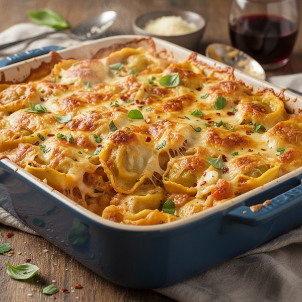 Creamy Cheesy Baked Tortellini Delight recipe
