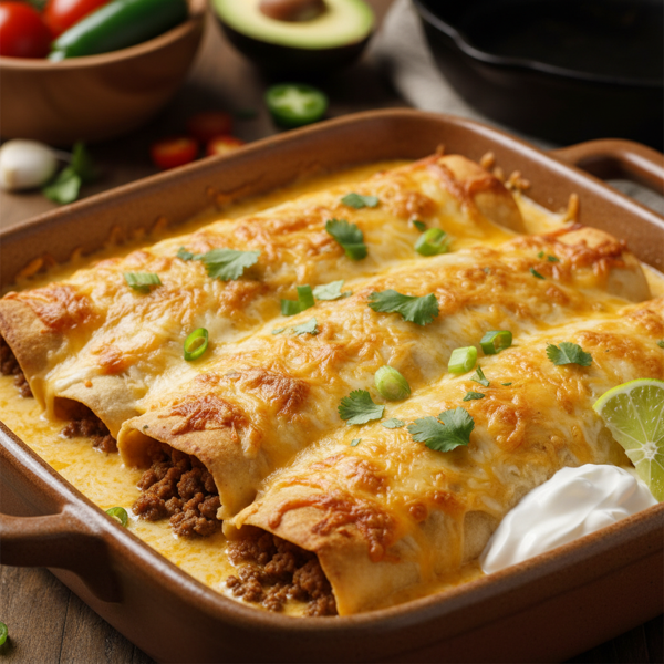 Creamy Cheesy Beef Enchiladas recipe