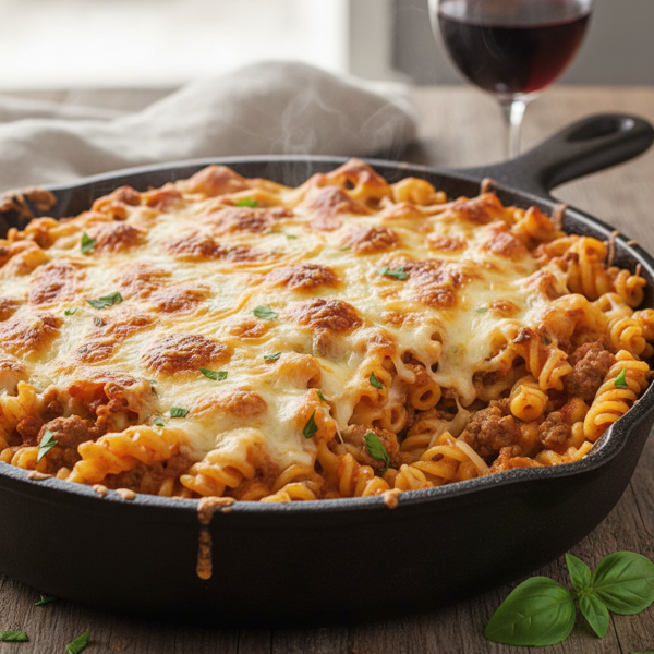 Creamy Cheesy Beefaroni Bake recipe
