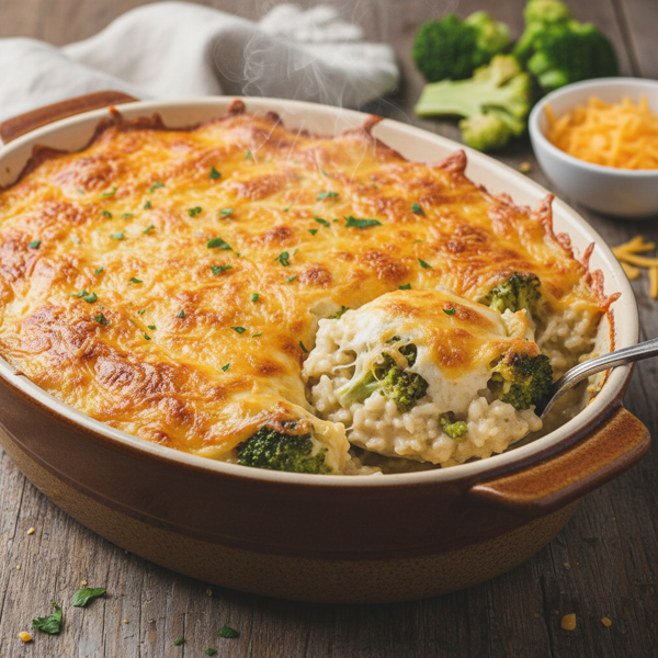 Creamy Cheesy Broccoli Rice Bake recipe