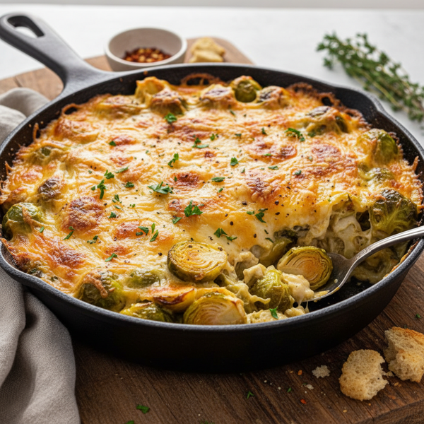 Creamy Cheesy Brussels Sprouts Bake recipe