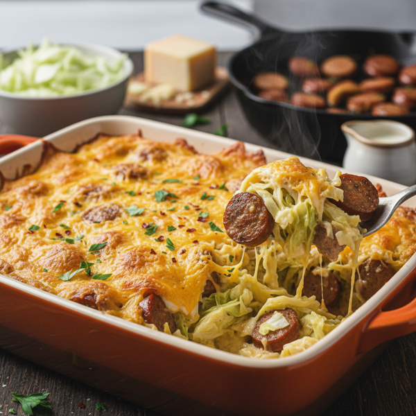 Creamy Cheesy Cabbage and Sausage Bake recipe